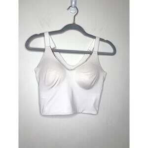 Vively Women's Medium Impact Fast Dry Sports Bra Sz M White Adj Straps Athletic
